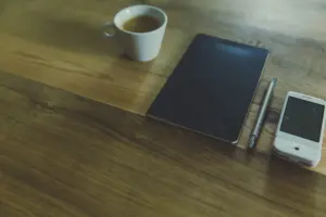 Smart home devices on a living room table
